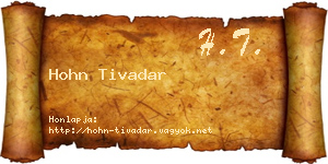 Hohn Tivadar névjegykártya